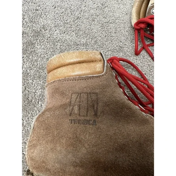 Vintage Mens Tecnica Brown Leather Hiking WorkBoots Made In Italy, Size US 6.5